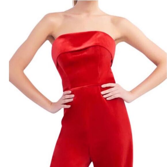 MAC DUGGAL 26078I JUMPSUIT In RED Velvet Size 4 - Picture 9 of 10